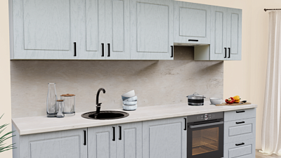 Кухня на заказ Роялвуд серый 5011 Квадро